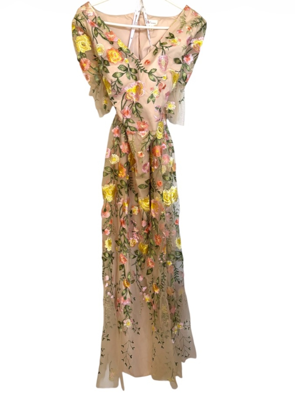 AW Bridal Cream floral embroidered maxi dress NWT - Picture 2 of 7